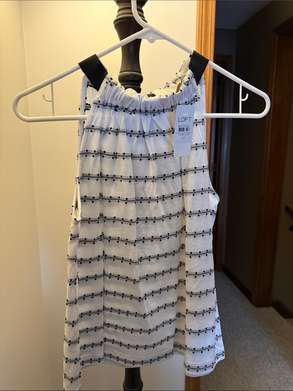 LOFT Black and White Striped Halter Camisole